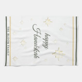 金ゴールド星 |ハッピーハヌカー |名前をカスタムする キッチンタオル (横)