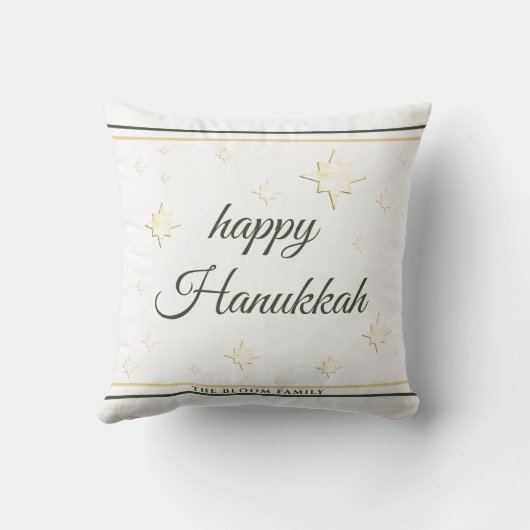 金ゴールド星 |ハッピーハヌカー |名前をカスタムする クッション (裏面)