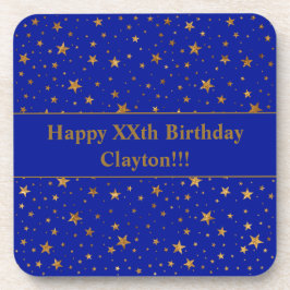 金ゴールド星(メッセージ付き青誕生日) コースター