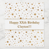 金ゴールド星（メッセージ付き）誕生日 ワインラベル (シングルラベル)