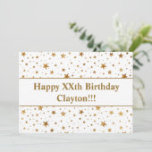 金ゴールド星（メッセージ付き）誕生日 招待状 (スタンド正面)