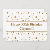 金ゴールド星（メッセージ付き）誕生日 招待状 (正面/裏面)