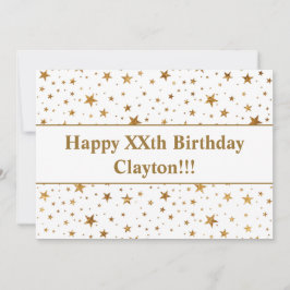 金ゴールド星（メッセージ付き）誕生日 招待状