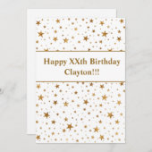 金ゴールド星(メッセージ付き)誕生日 招待状 (正面/裏面)