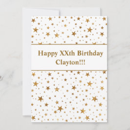 金ゴールド星（メッセージ付き）誕生日 招待状