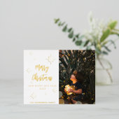 金ゴールド星 |メリークリスマス&新年 |カスタム 箔シーズンポストカード (立ち正面)