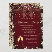 金ゴールド星、ライト、ボーレッドグリッター 招待状 (正面/裏面)