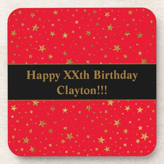 金ゴールド星(赤い誕生日) コースター (正面)