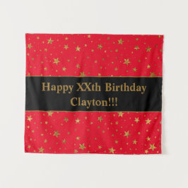 金ゴールド星(赤い誕生日) タペストリー