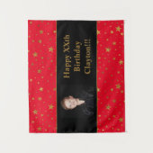 金ゴールド星(赤い誕生日) タペストリー (正面)