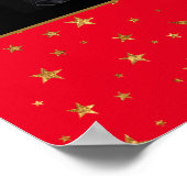 金ゴールド星(赤い誕生日) ポスター (角)