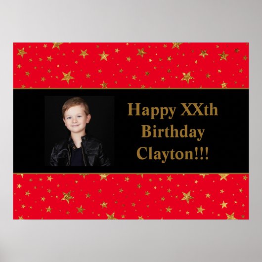 金ゴールド星(赤い誕生日) ポスター (正面)