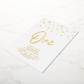 金ゴールド星 | 1歳の誕生日パーティー 箔招待状 (回転した状態)