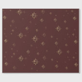 金ゴールド星 | Merry Christmas Burgundy Gives ラッピングペーパー (フラット)