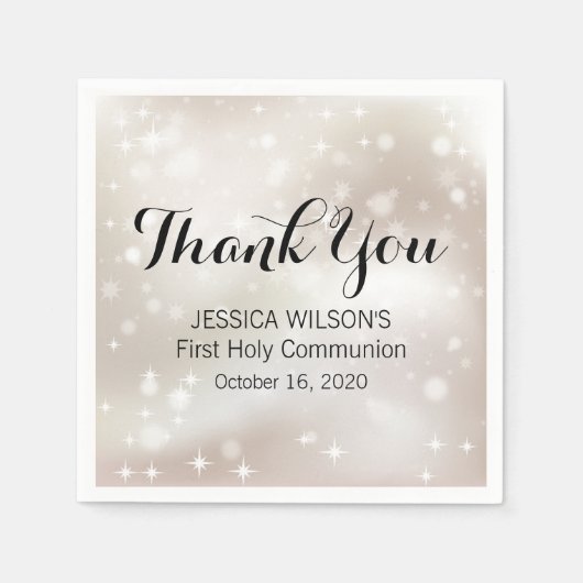 金ゴールド星Thank You First Communion スタンダードカクテルナプキン (正面)