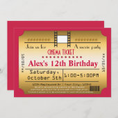 金ゴールド映画チケットシネマフィルムストリップ招待状 招待状 (正面/裏面)