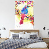 金ゴールド春鳥の花の花の水色 キャンバスプリント (インサイチュ (寝室))