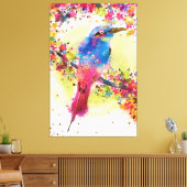 金ゴールド春鳥の花の花の水色 キャンバスプリント (インサイチュ (リビング))