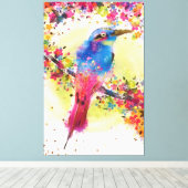 金ゴールド春鳥の花の花の水色 キャンバスプリント (インサイチュ (ウッドフロア))