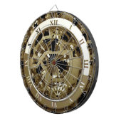 金ゴールド時計とギアスチームパンクメカニカルギフト ダーツボード (正面右)
