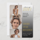 金ゴールド暗から明るい引用文3モダン写真卒業 案内状 (正面)