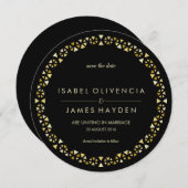 金ゴールド暗号化バンド日付カードの保存 セーブザデート (正面/裏面)