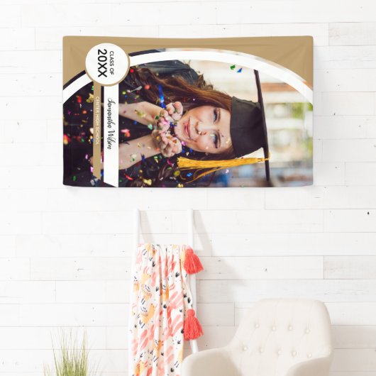 金ゴールド曲線額写真卒業 横断幕 (インサイチュ)