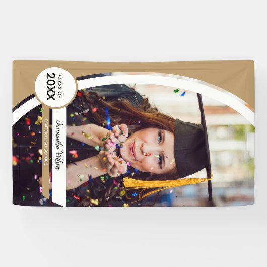 金ゴールド曲線額写真卒業 横断幕 (横)