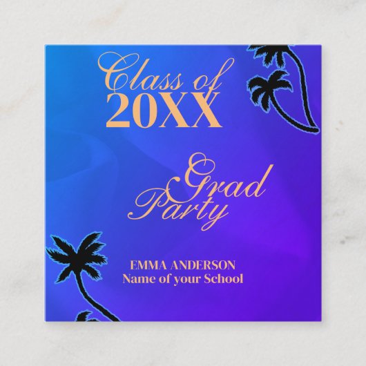 金ゴールド書お洒落青グラードパーティー エンクロージャーカード (正面)