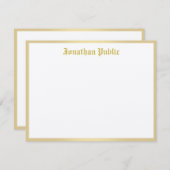 金ゴールド書き込みスクリプトクラシックテンプレートルックトップ ノートカード (正面/裏面)