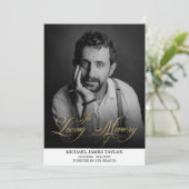 金ゴールド書の写真を愛する思い出の葬儀 招待状 (スタンド正面)