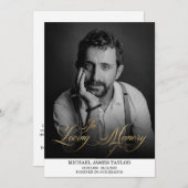 金ゴールド書の写真を愛する思い出の葬儀 招待状 (正面/裏面)