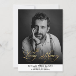 金ゴールド書の写真を愛する思い出の葬儀 招待状