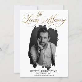 金ゴールド書の写真を愛する思い出の葬儀 招待状