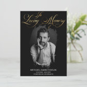 金ゴールド書の写真を愛する思い出の葬儀 招待状 (スタンド正面)