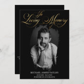 金ゴールド書の写真を愛する思い出の葬儀 招待状 (正面/裏面)