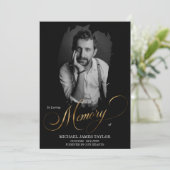 金ゴールド書の写真を愛する思い出の葬儀 招待状 (スタンド正面)