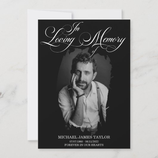 金ゴールド書の写真を愛する思い出の葬儀 招待状 (正面)