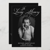 金ゴールド書の写真を愛する思い出の葬儀 招待状 (正面/裏面)