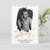 金ゴールド書の写真を愛する思い出の葬儀 招待状 (スタンド正面)