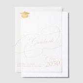 金ゴールド書エレガントのスクリプトキャップの卒業 ベラム紙招待状 (オフセット)