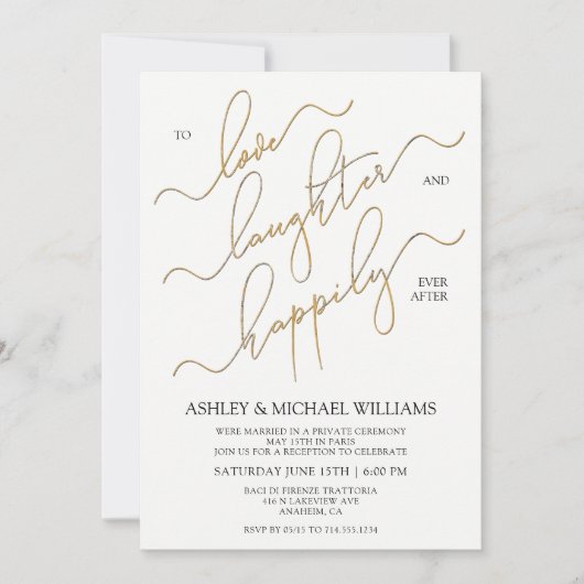 金ゴールド書エレガントはパーティーの後ずっと楽しく 招待状 (正面)