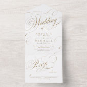 金ゴールド書エレガントクラシックヴィンテージ結婚式 オールインワン招待状 (内側)