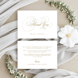 金ゴールド書エレガントクラシックヴィンテージ結婚式 サンキューカード