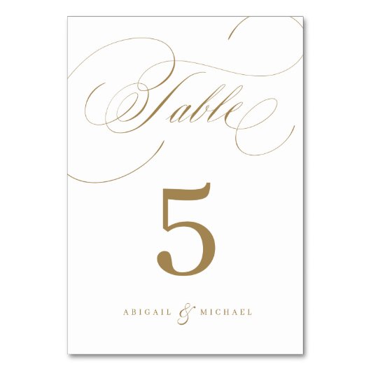 金ゴールド書エレガントクラシックヴィンテージ結婚式 テーブルナンバー (裏面)