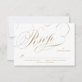 金ゴールド書エレガントクラシックヴィンテージ結婚式 出欠カード (正面)