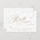 金ゴールド書エレガントクラシックヴィンテージ結婚式 出欠カード (正面/裏面)