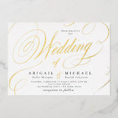 金ゴールド書エレガントクラシックヴィンテージ結婚式 箔招待状 (正面)