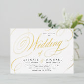 金ゴールド書エレガントクラシックヴィンテージ結婚式 箔招待状 (立ち正面)