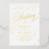 金ゴールド書エレガントクラシックヴィンテージ結婚式 箔招待状 (正面)